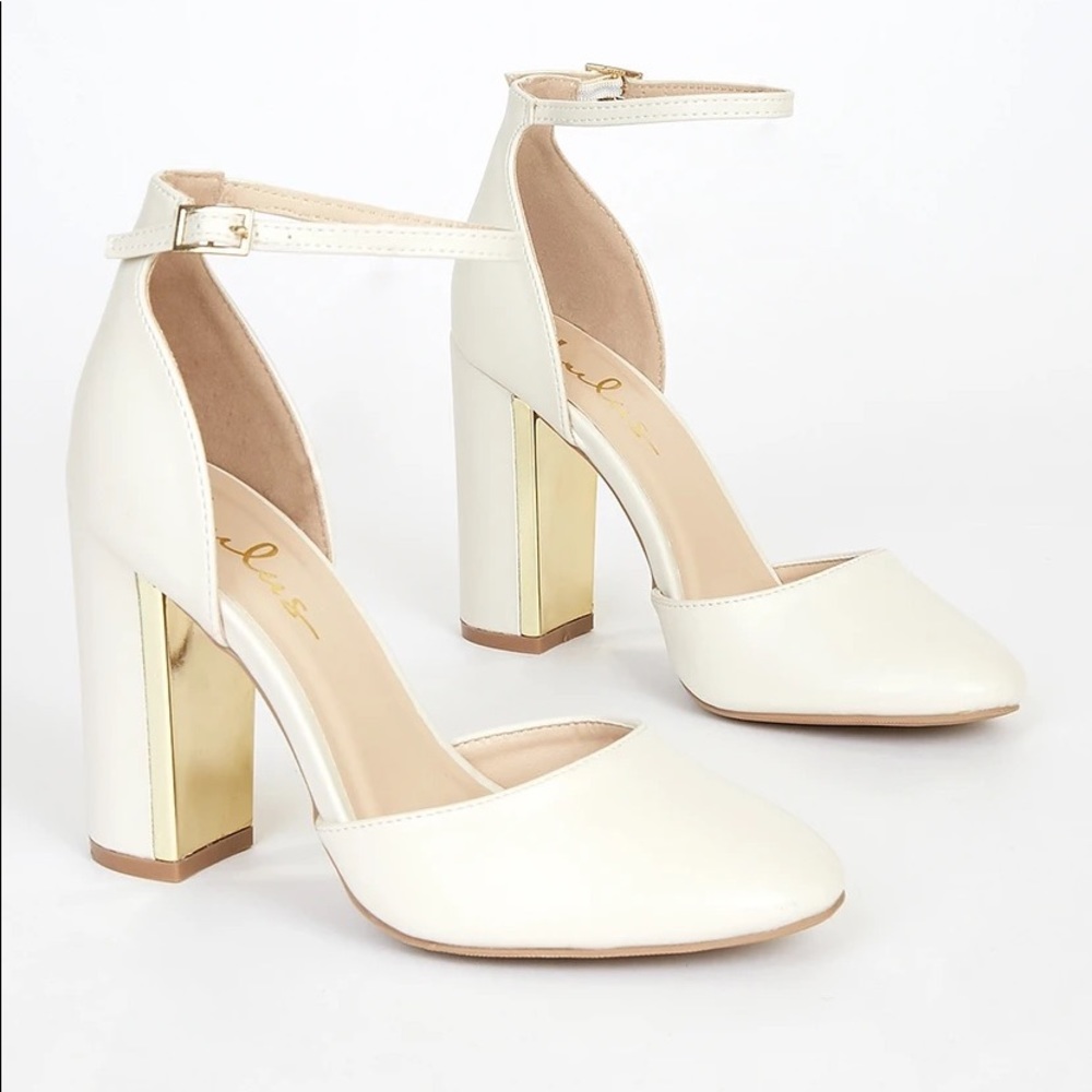 Lulus Laura Off White Ankle Strap Heels